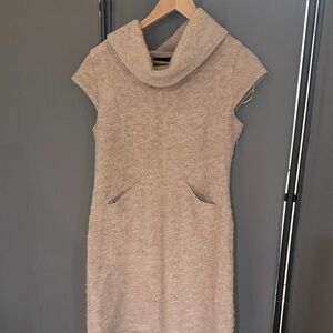 Cynthia Rowley Sleeveless Cowl Neck Sweater Dress in Light Tan